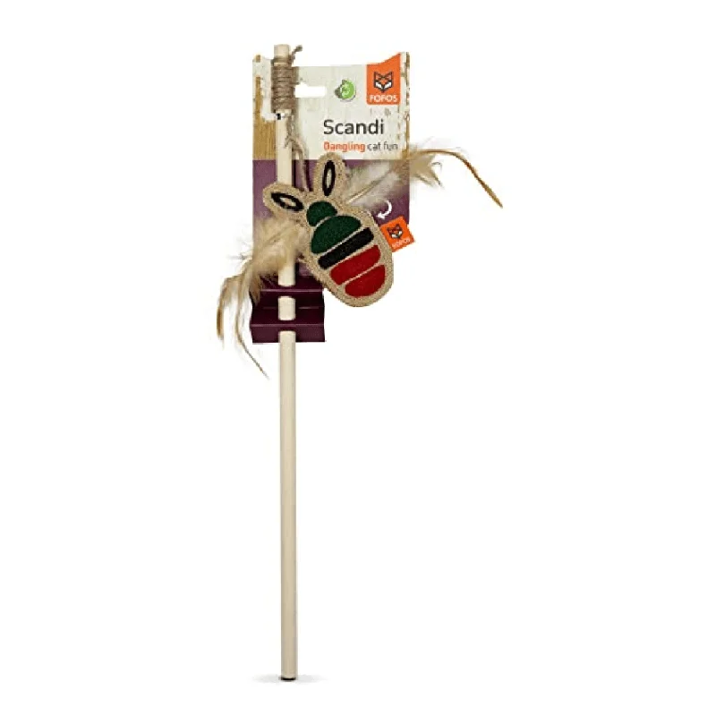 Fofos Scandi Bee with Wooden Stick Toy for Cats