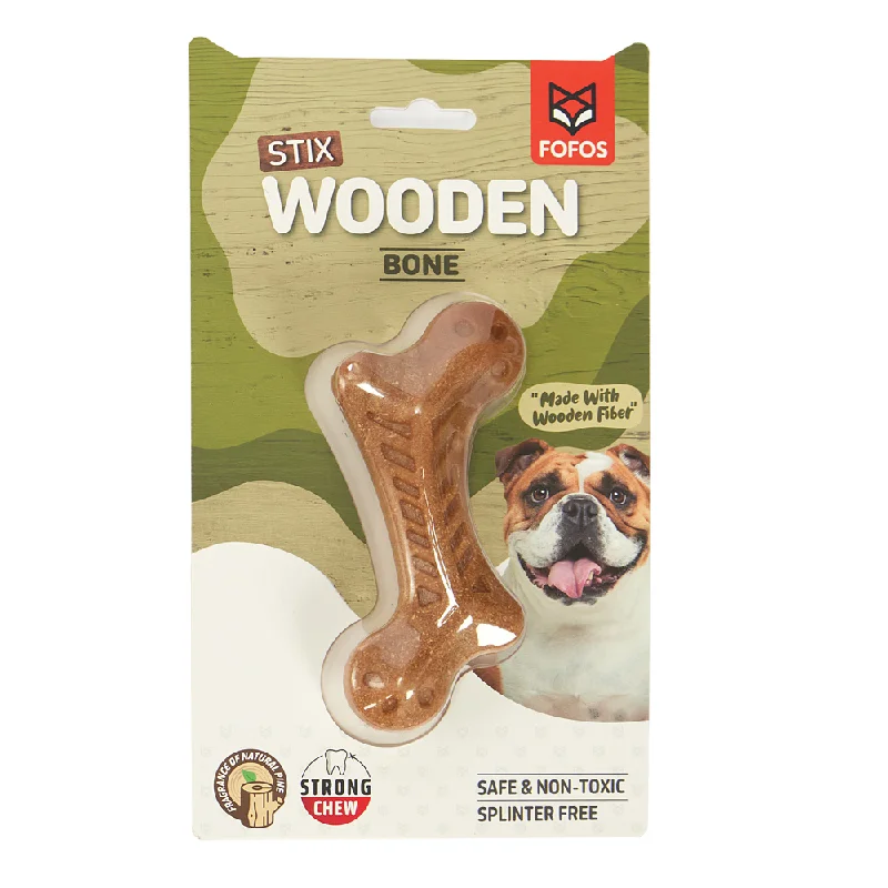 Fofos Woodplay Bone Toy for Dogs | For Aggressive Chewers (Brown)