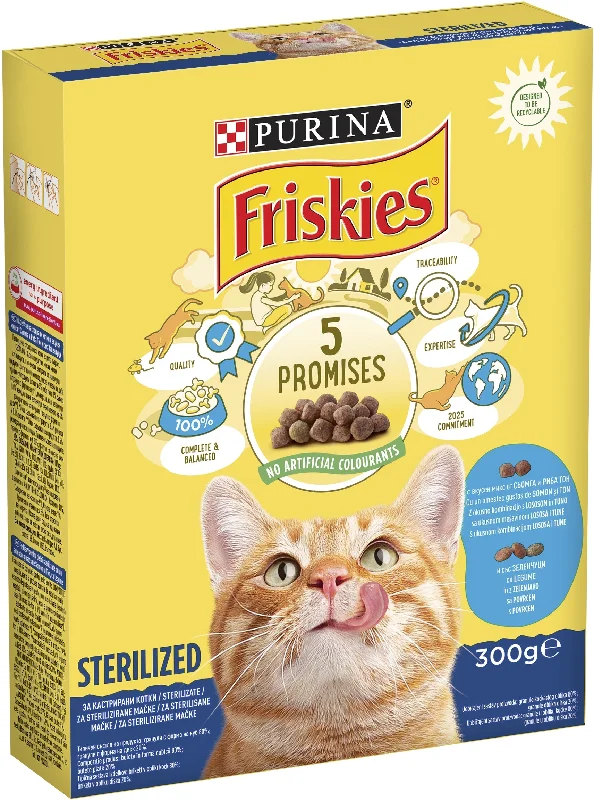 FRISKIES Sterilized, ukusna kombinacija lososa i tune, s povrćem, 300g