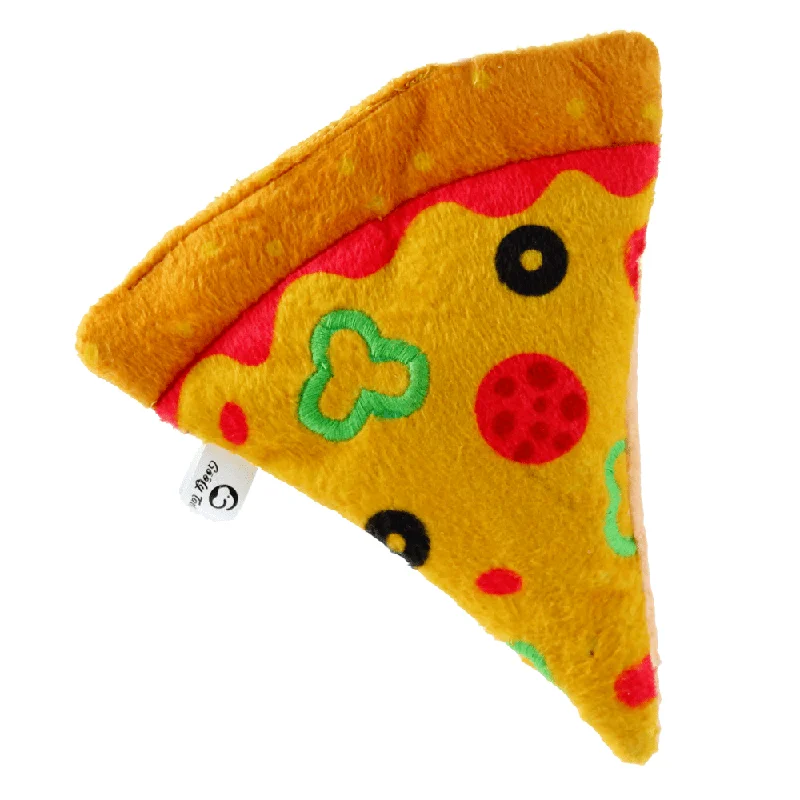 Goofy Tails Food Buddies Pizza Slice Plush Toy for Dogs | For Soft Chewers (Yellow)