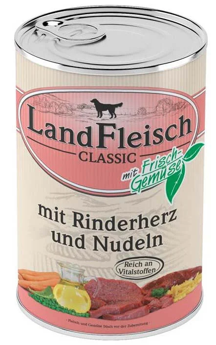 LANDFLEISCH CLASSIC s goveđim srcima i tjesteninom, 800g