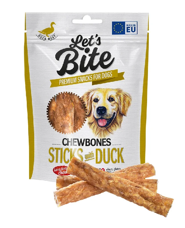 LET's Bite Chewbones, poslastica za pse, štapići s pačetinom, 120g