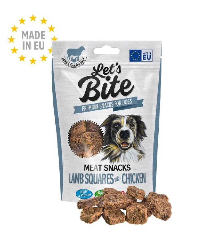 LET's Bite Meat Snacks, poslastica za pse, kockice janjetine s piletinom, 80g