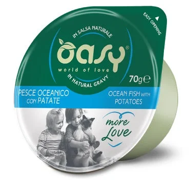 OASY More Love, posudica za mačke, morska riba s krumpirom u umaku, 70g