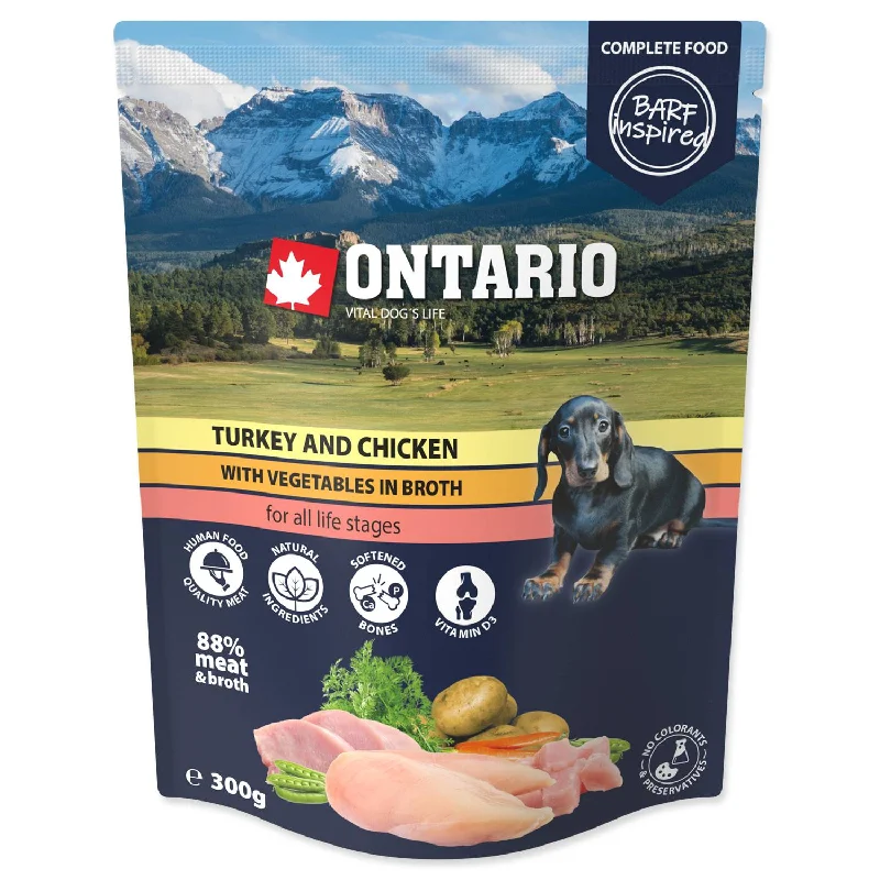 ONTARIO Dog, vrećica, puretina i piletina s povrćem, u temeljcu, 300g