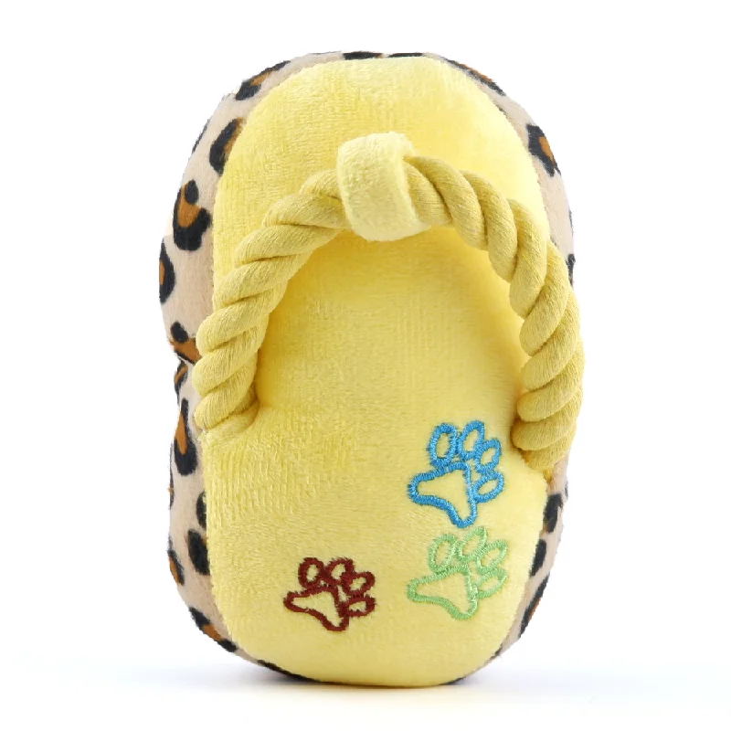 Pet Vogue Sandal Shaped Yellow Plush Toy for Dogs | For Soft Chewers