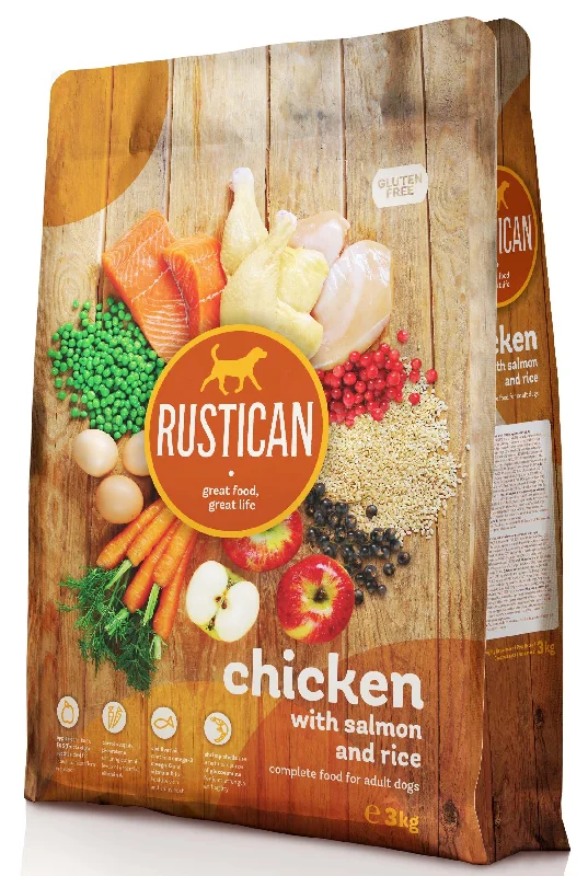 RUSTICAN Piletina s lososom i rižom, bez glutena, 3kg