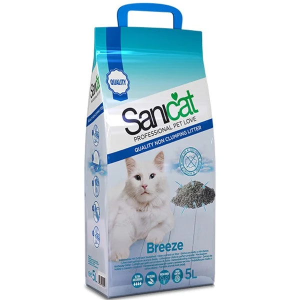 SANICAT Breeze, upijajući mineralni pijesak za mačke, mirisni, 5l