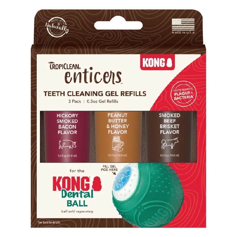 TROPICLEAN Teeth Cleaning Gel Refil, za KONG Dental ball, mix okusa, 3x14,8ml