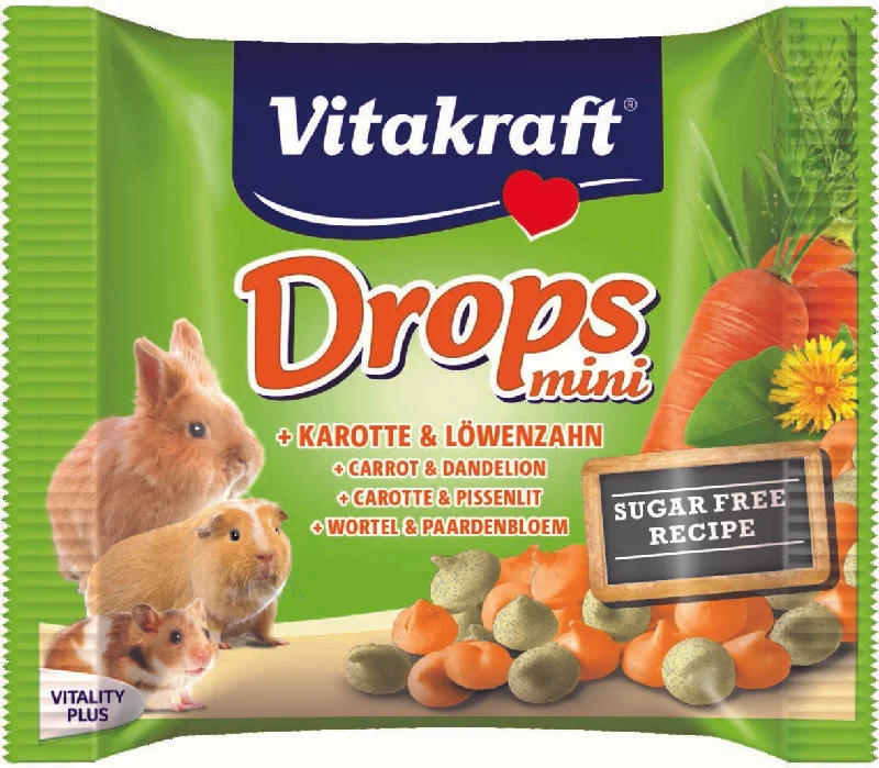 VITAKRAFT Drops Mini, s mrkvom i maslačkom, za kuniće, 40 g